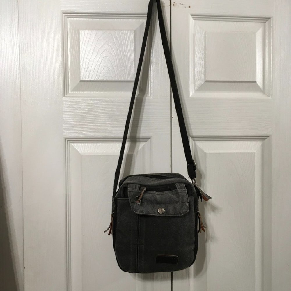 Harwish Unisex Canvas Gray Shoulder Bag - Picture 6 of 15